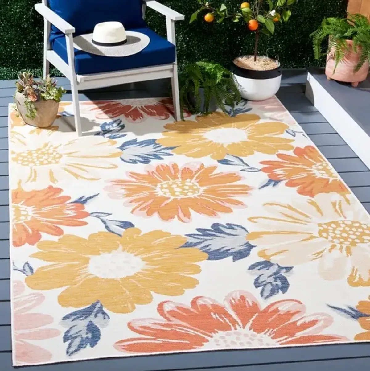 SUNRISE 689 Orange 6'-7' X 6'-7' Square Square Rug