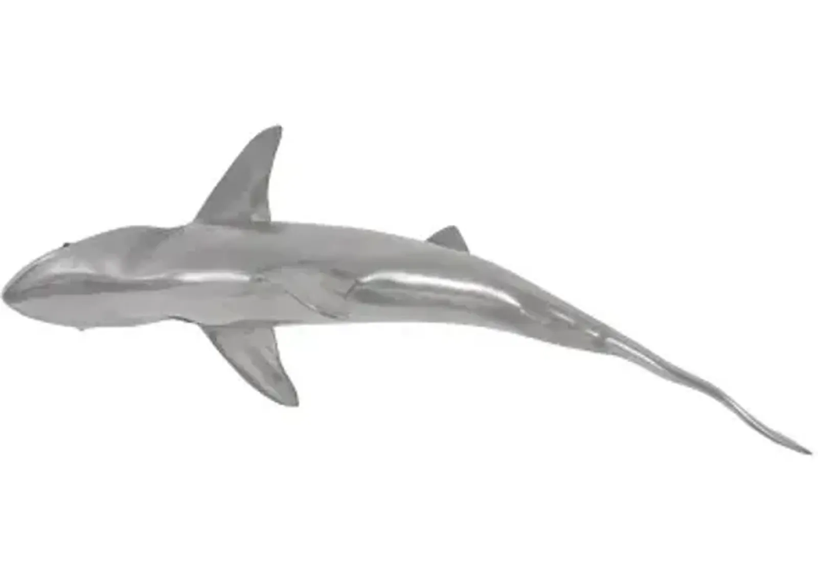 whaler shark fish wall sculpture, resin, polished aluminum finish