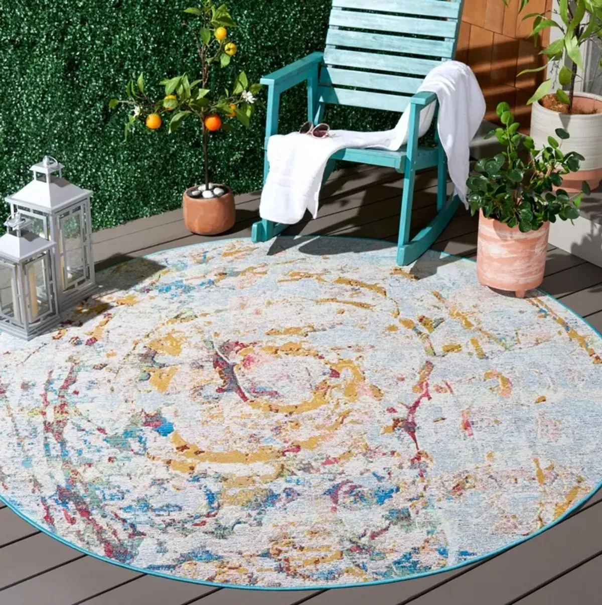 BARBADOS 538 Blue 6'-6' X 6'-6' Round Round Rug