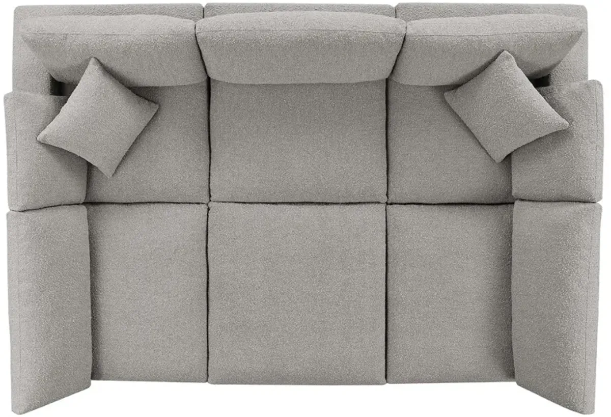 Commix Down Filled Overstuffed Boucle Fabric 6-Piece Sectional Sofa