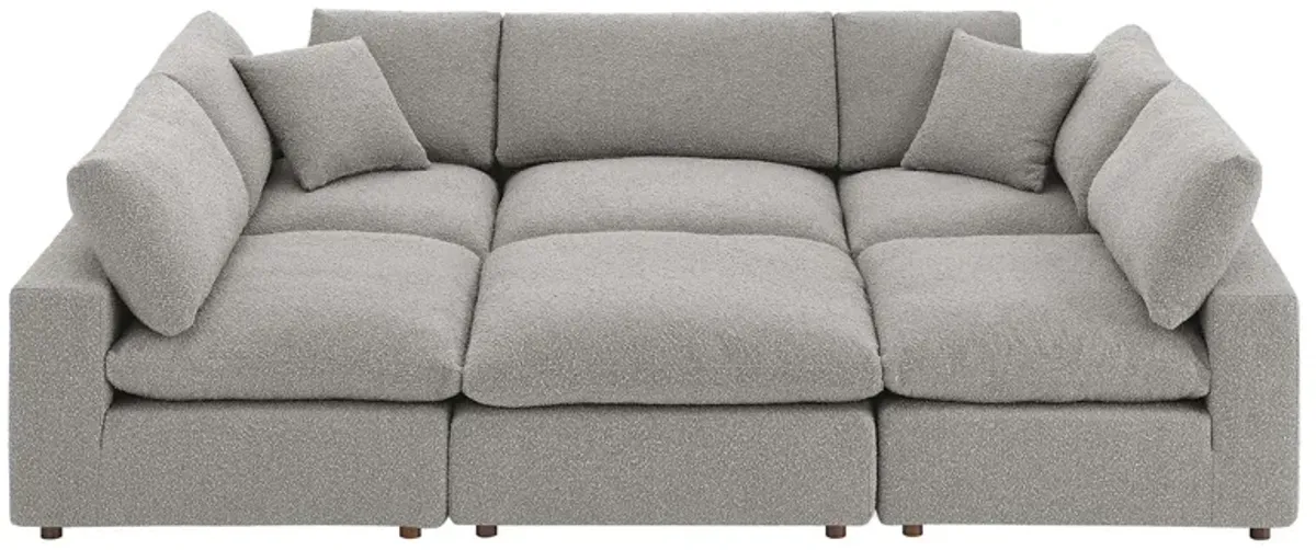 Commix Down Filled Overstuffed Boucle Fabric 6-Piece Sectional Sofa