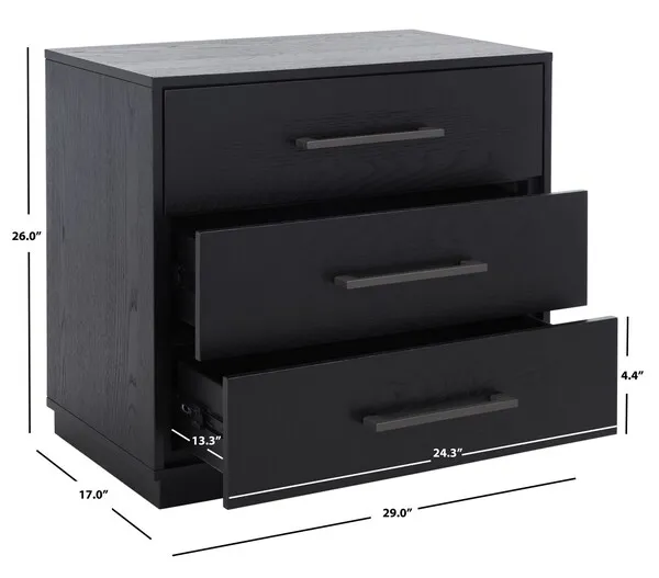 Mallory 3 Drawer Nightstand