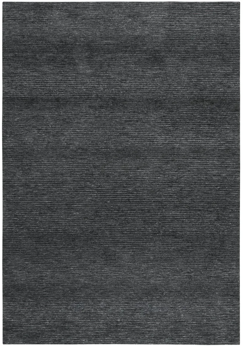 Mason Park Charcoal Solid/Tone on Tone Recycled Polyester 7'6" x 9'6" Rectangle Rug