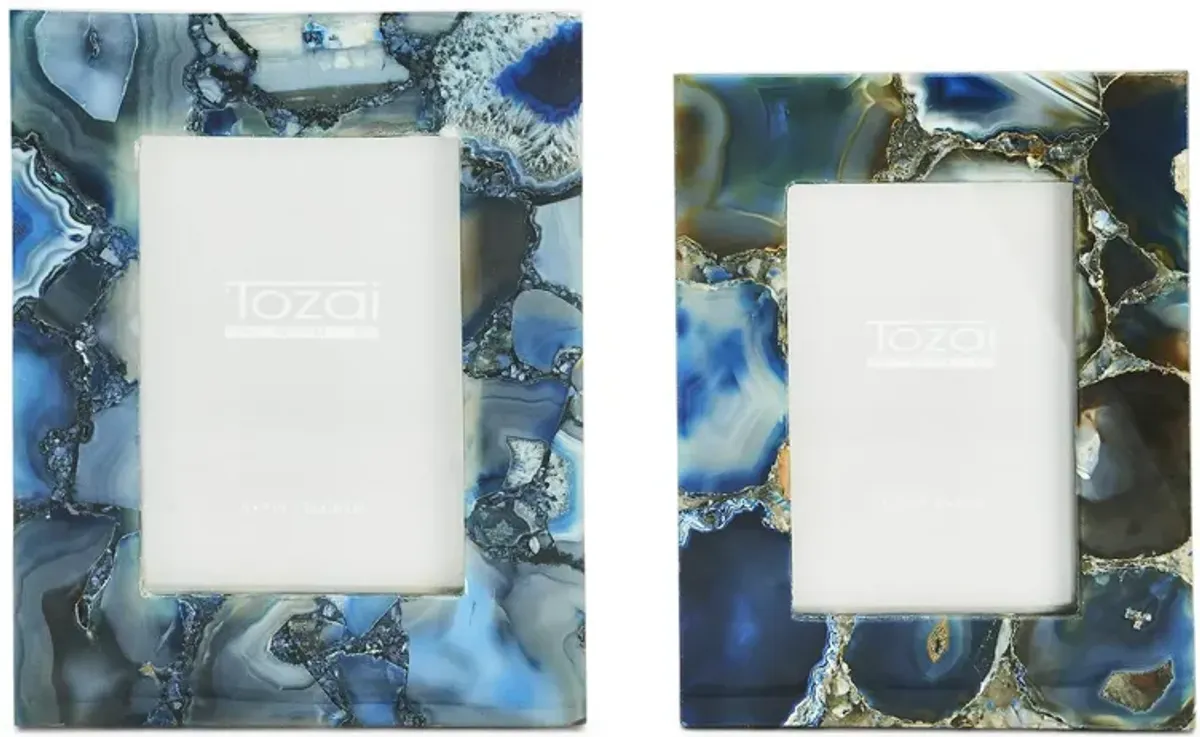 S/2 Blue Agate Photo Frame Incl 2 Sizes