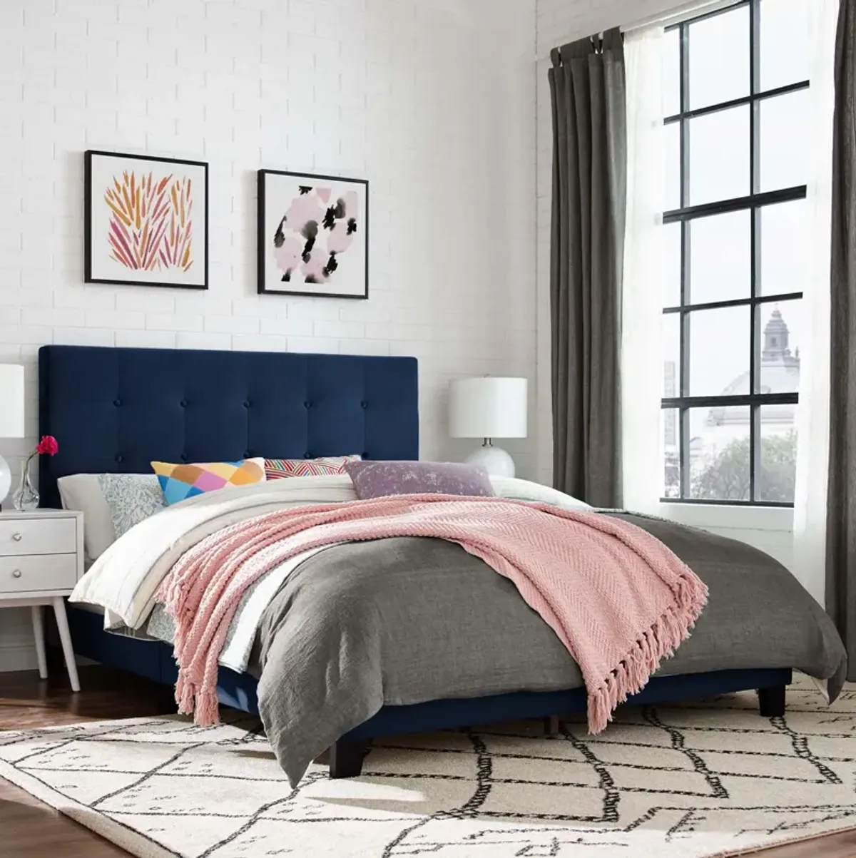 Melanie Tufted Button Upholstered Platform Bed