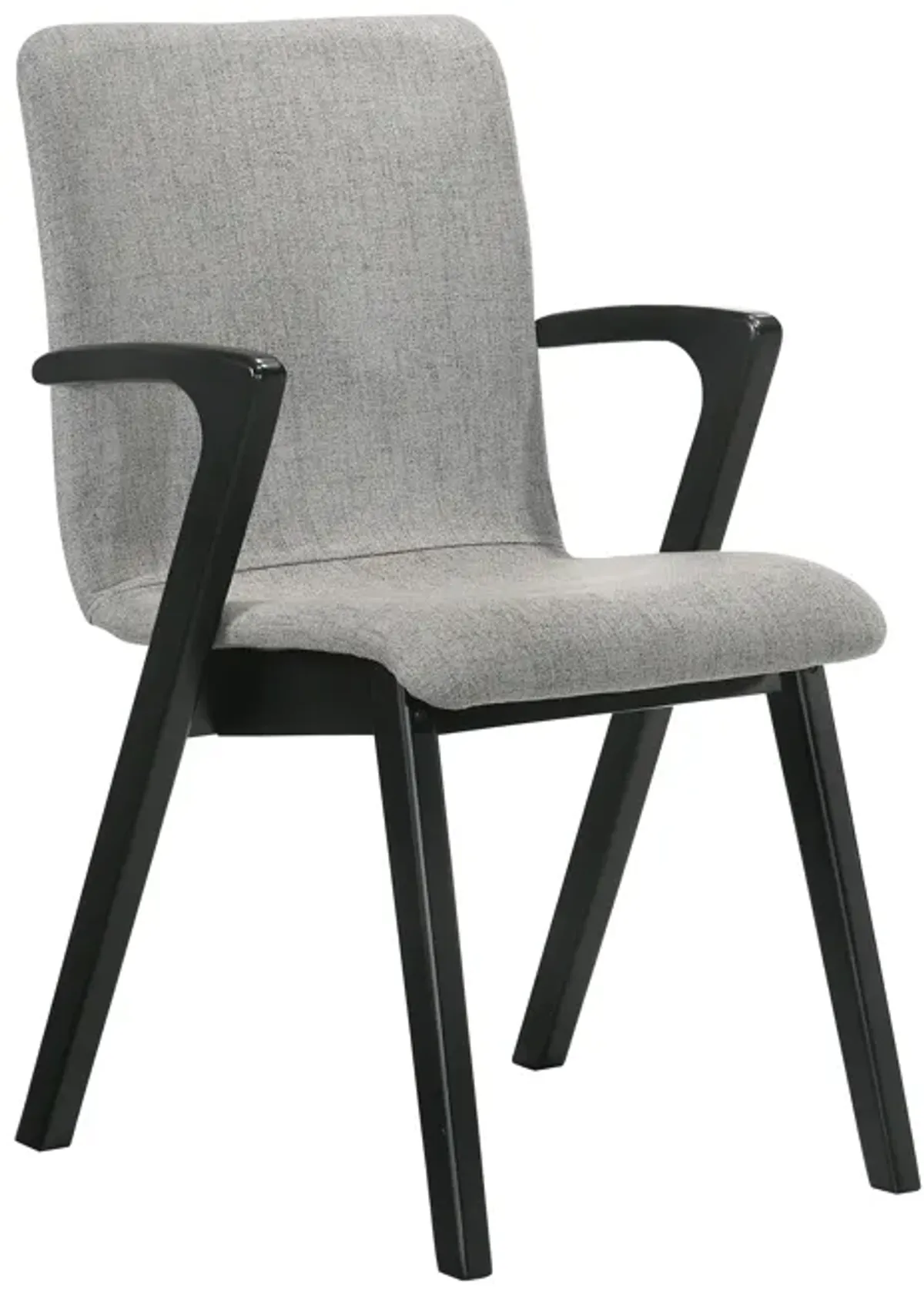 Varde Mid-Century Gray Upholstered Dining Chairs in Black Finish - Set of 2