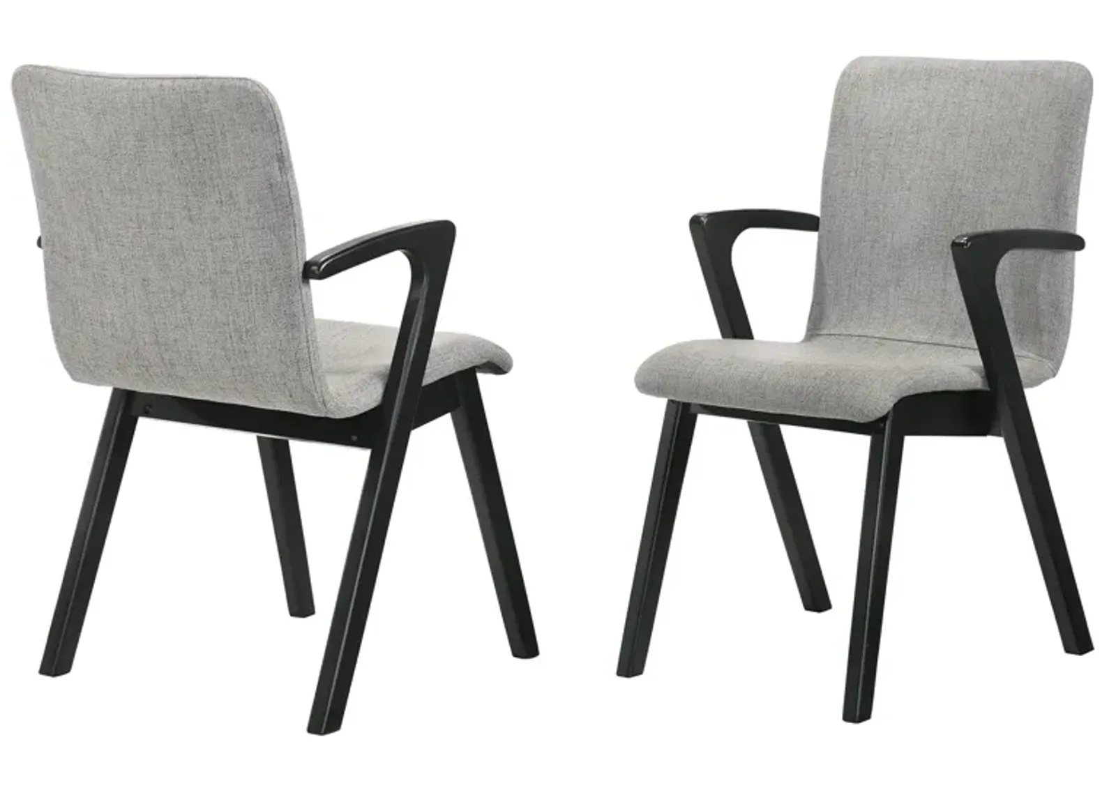 Varde Mid-Century Gray Upholstered Dining Chairs in Black Finish - Set of 2