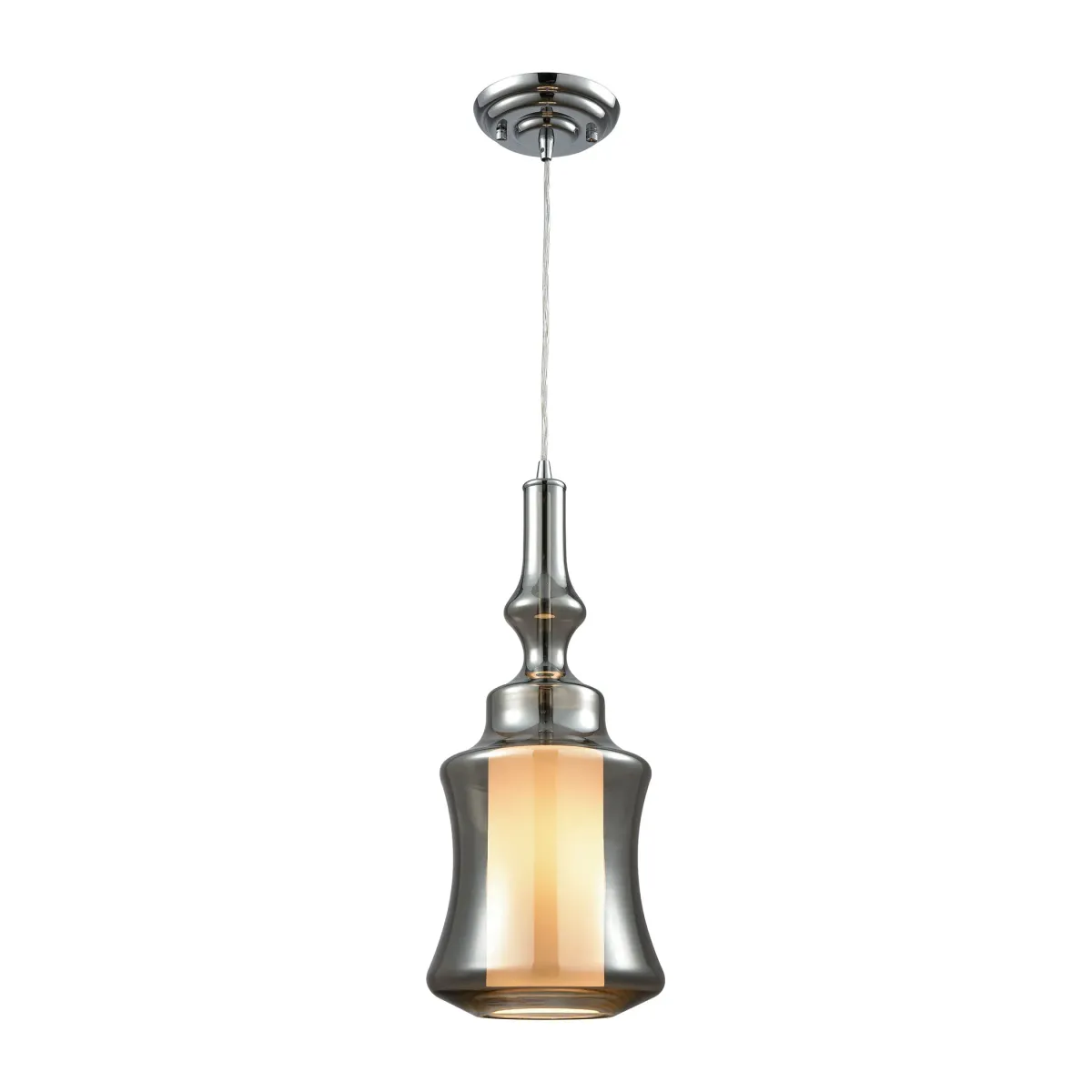 Alora 1-Light Mini Pendant in Chrome with Smoke-plated and Opal White Glass - Includes Adapter Kit