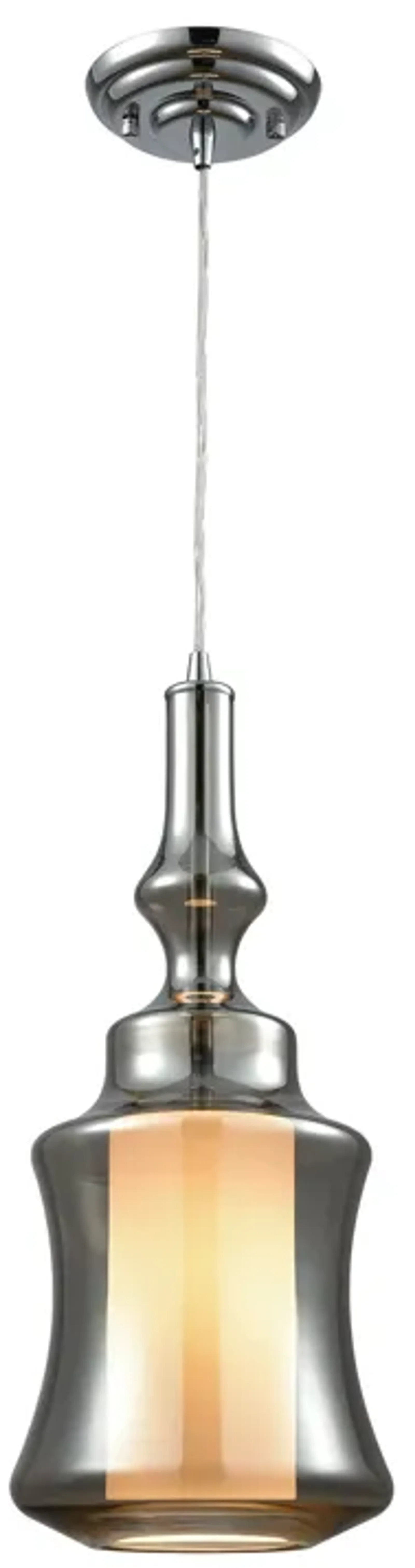 Alora 1-Light Mini Pendant in Chrome with Smoke-plated and Opal White Glass - Includes Adapter Kit