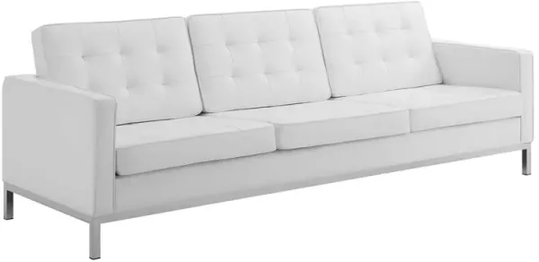 Loft Tufted Upholstered Faux Leather Sofa