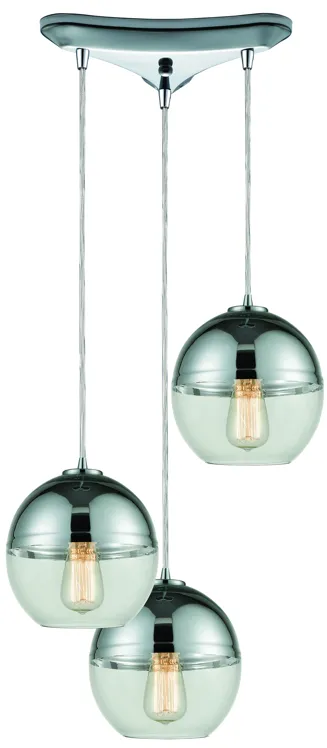 Revelo 12" Wide 3-Light Mini Pendant - Polished Chrome