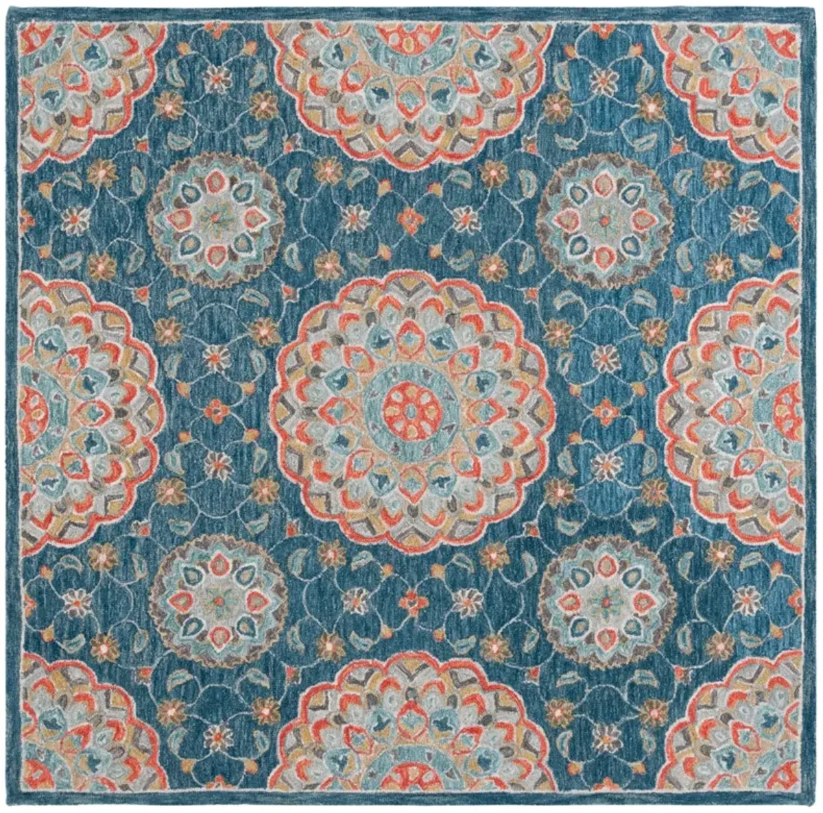 BLOSSOM 690 BLUE  6' x 6' Square Square Rug