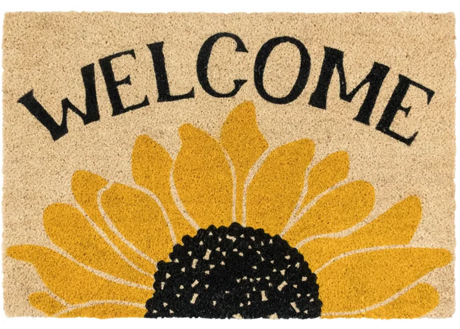 doormat welcome sunflower gold/black 24x36