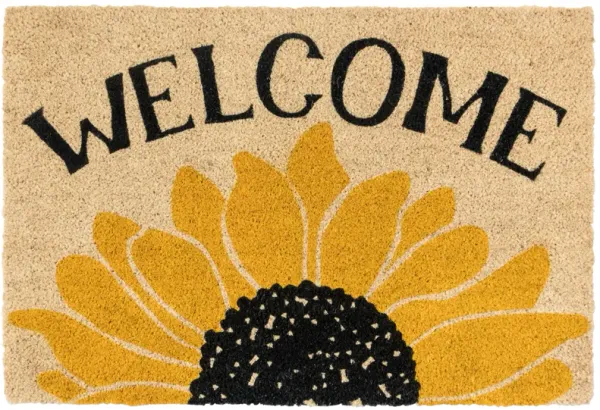 doormat welcome sunflower gold/black 24x36