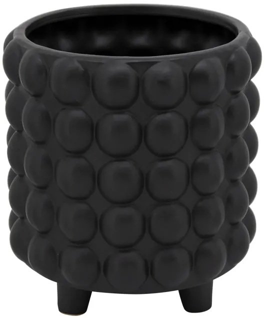 S/2 6/8" Bubble Planters, Matte Black