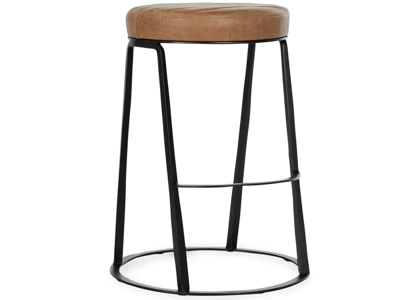 Sawyer Round 26" Top Grain Leather Counter Stool in Chestnut Brown