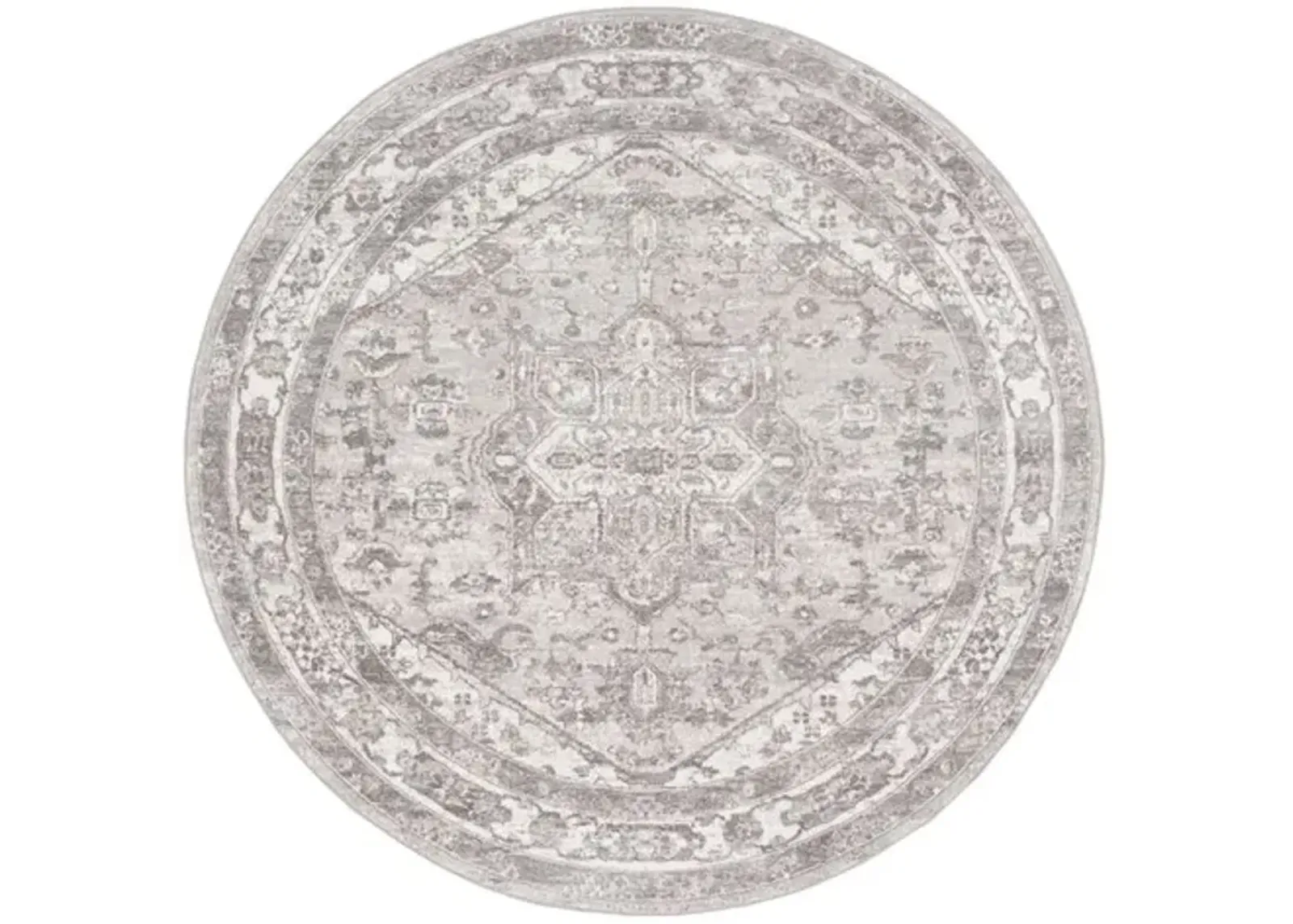 Brentwood 852 Cream / Grey 6'-7" X 6'-7" Round Round Powerloomed Rug