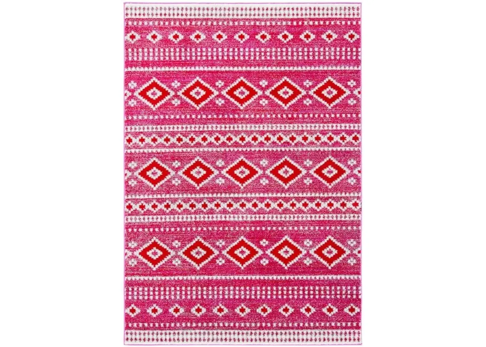 ADIRONDACK Contemporary Fuchsia / Ivory 6' X 9' Powerloomed Rug