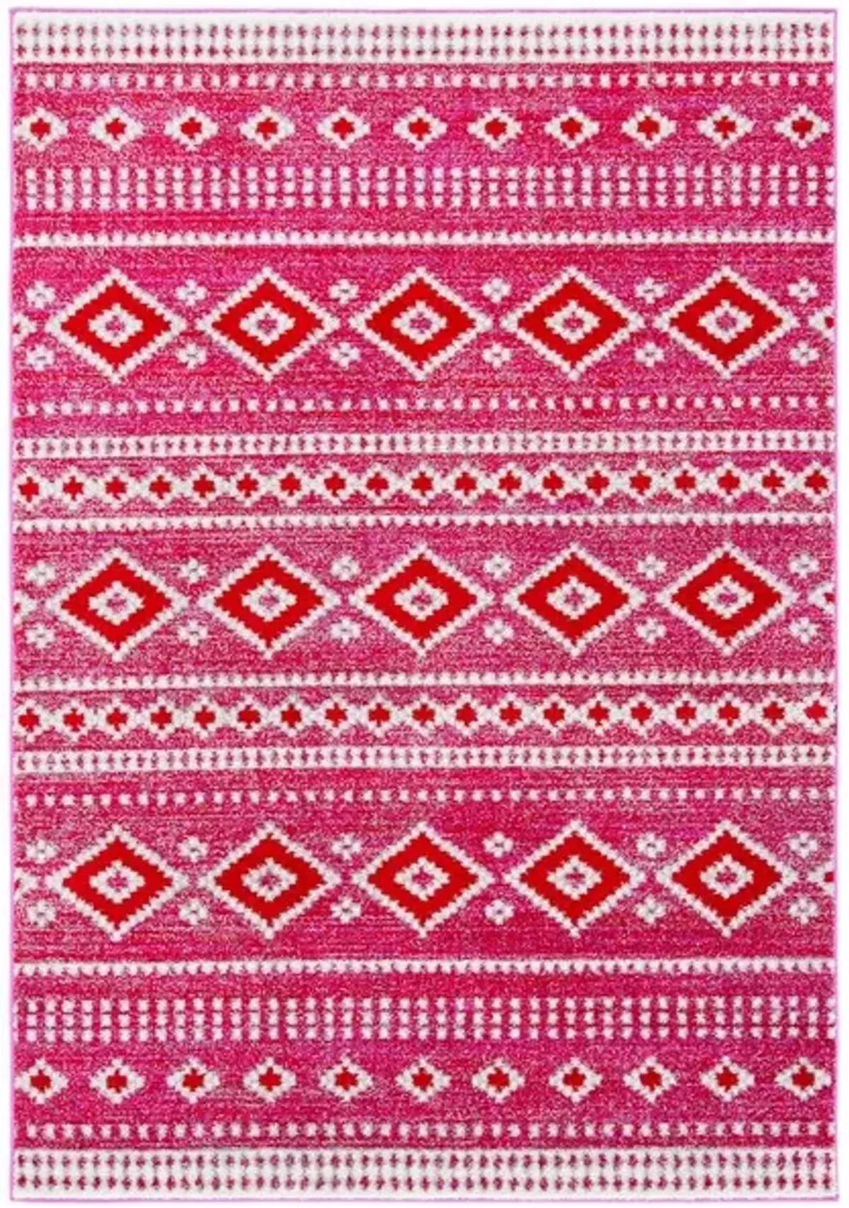 ADIRONDACK Contemporary Fuchsia / Ivory 6' X 9' Powerloomed Rug