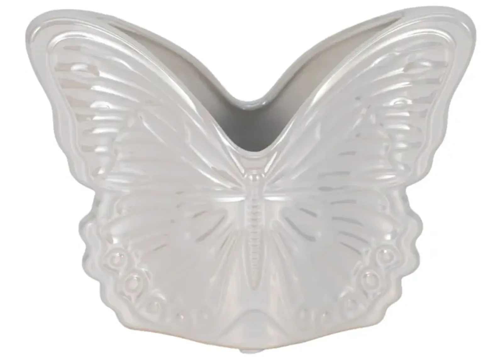 7" Iridescent Butterfly Planter, Ivory