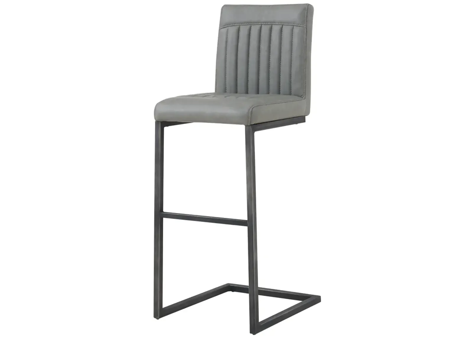 Ronan  Faux Leather Bar Stool, Antique Graphite Gray  - Set of 2