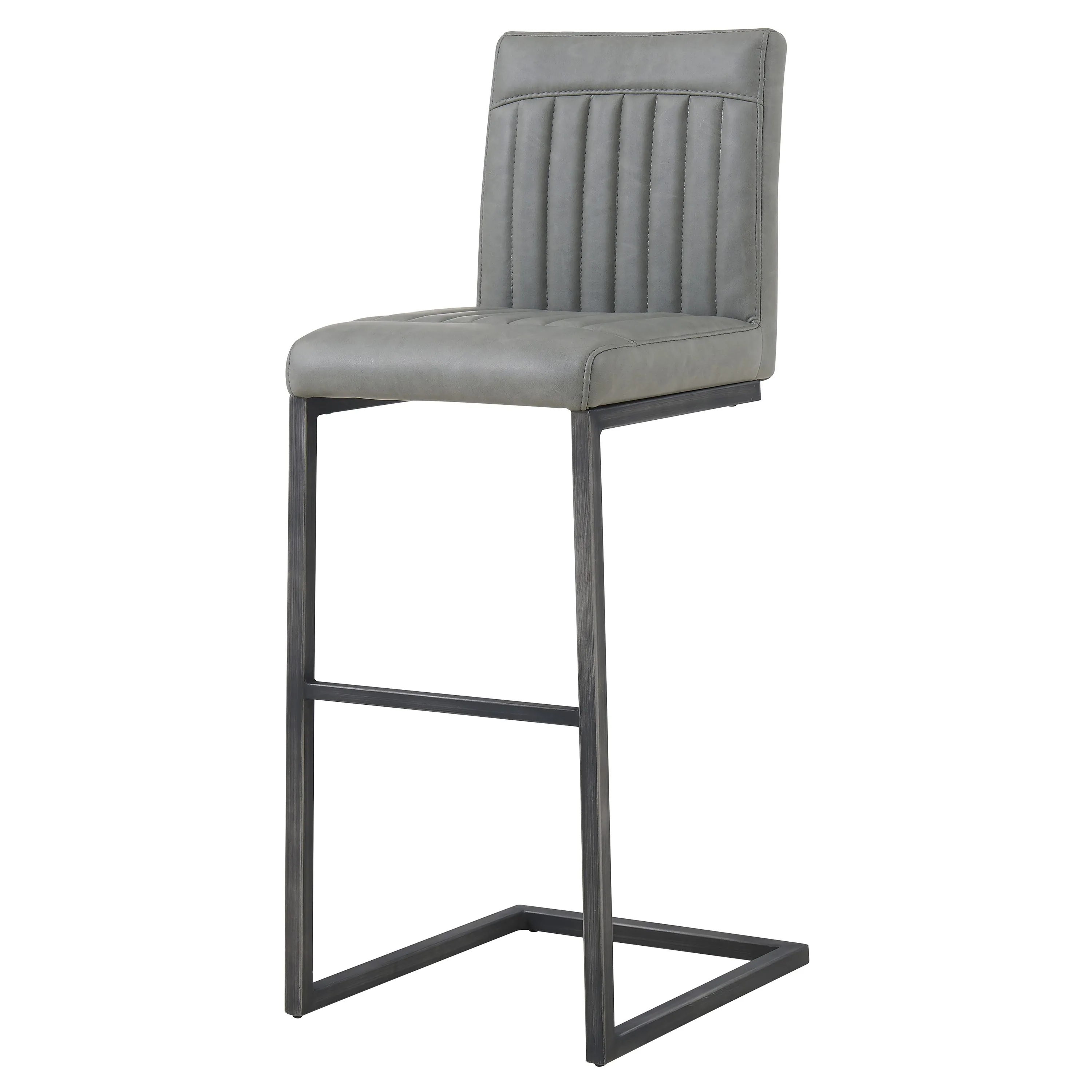 Ronan  Faux Leather Bar Stool, Antique Graphite Gray  - Set of 2