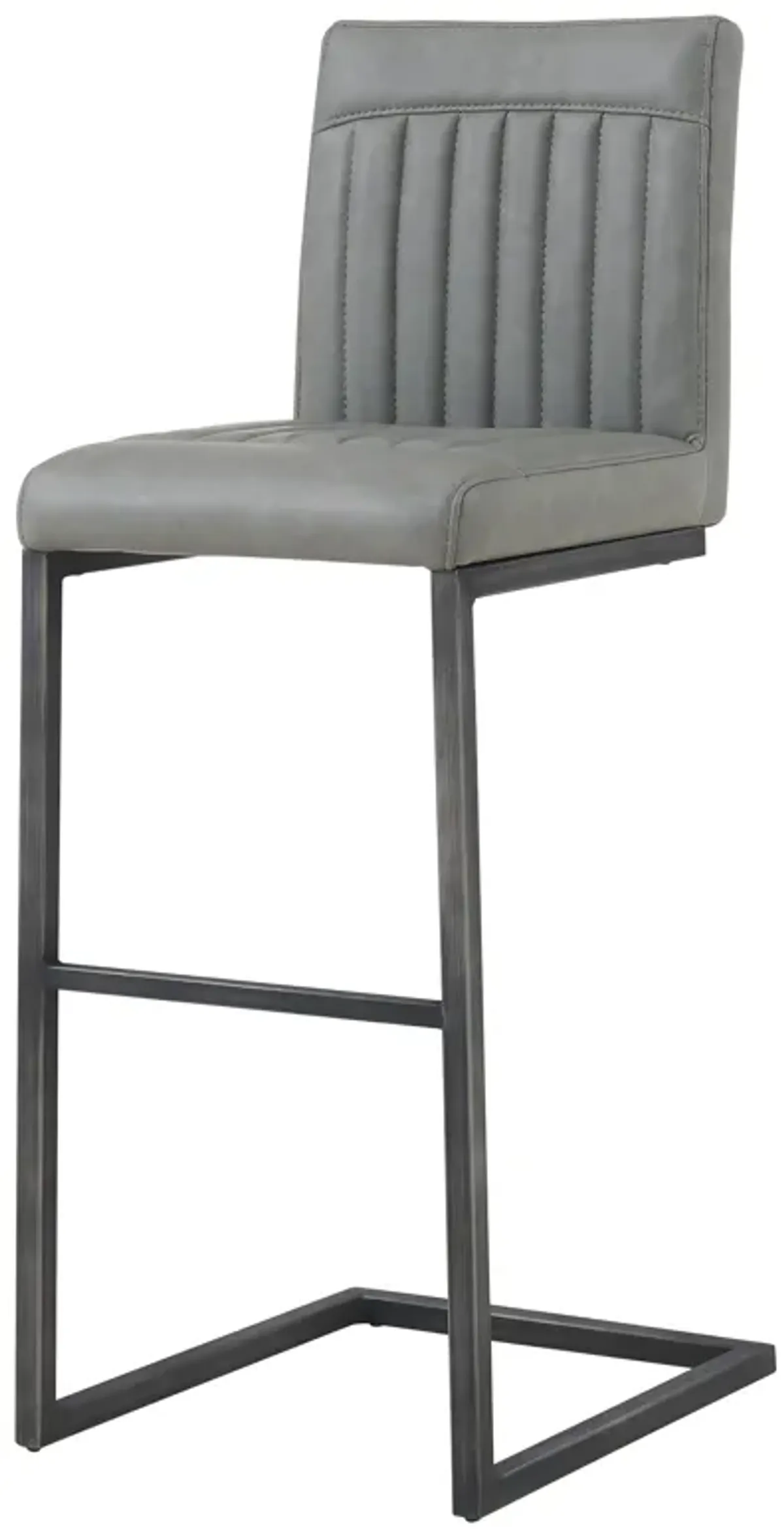 Ronan  Faux Leather Bar Stool, Antique Graphite Gray  - Set of 2