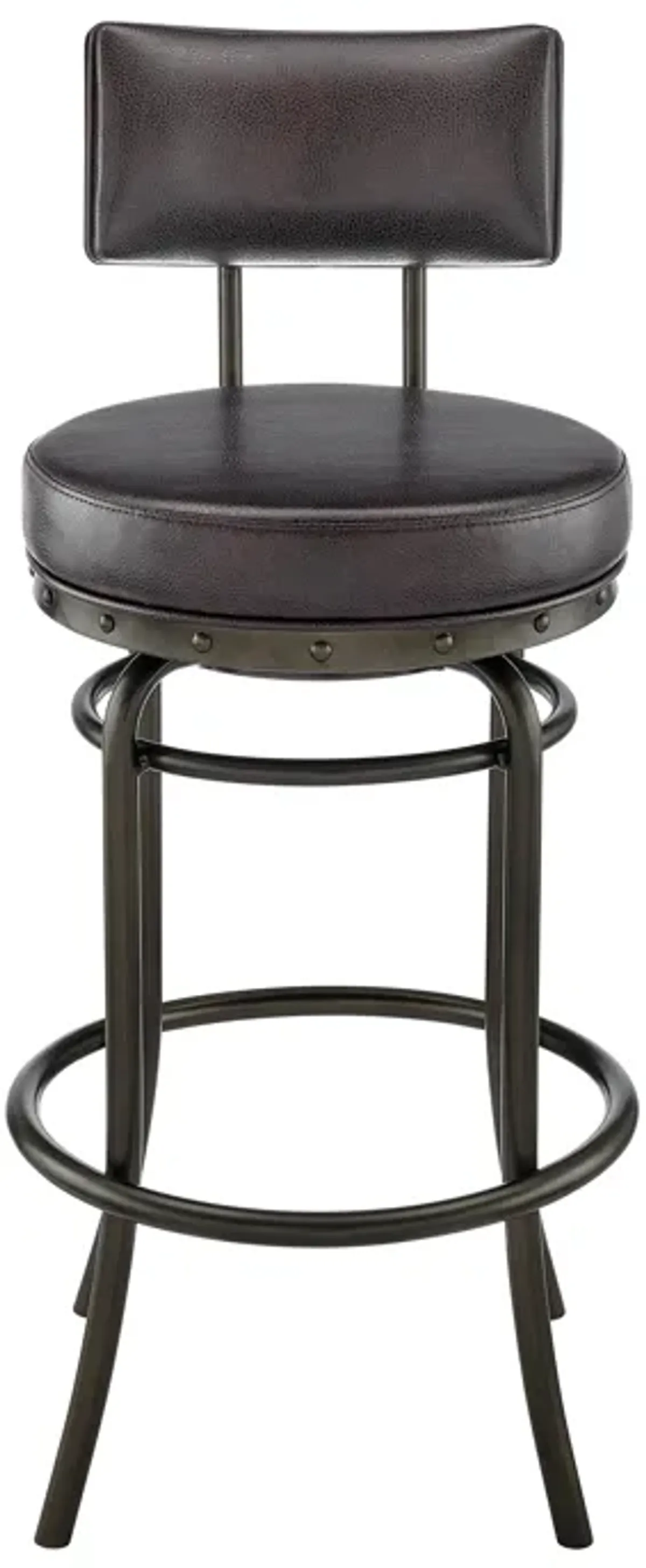 Rees Swivel Counter or Bar Stool in Mocha Finish with Brown Faux Leather