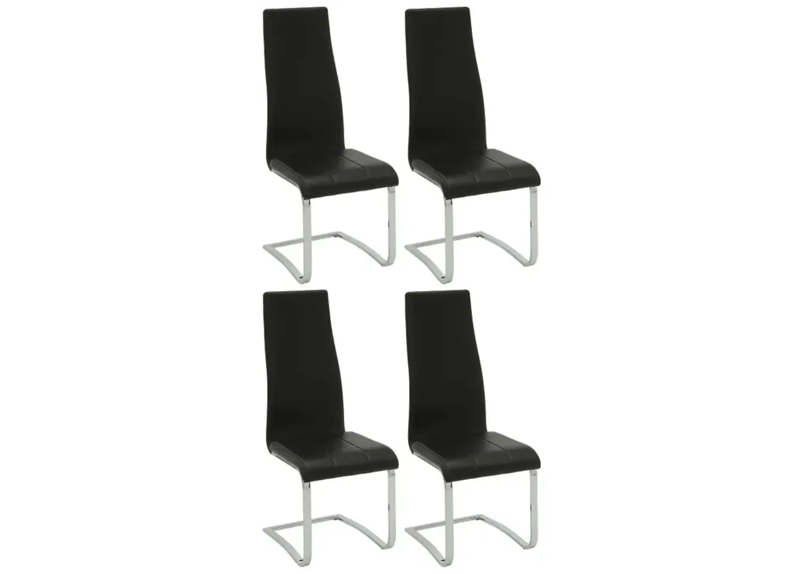 Montclair High Back Dining Chairs Black and Chrome (Set of 4)