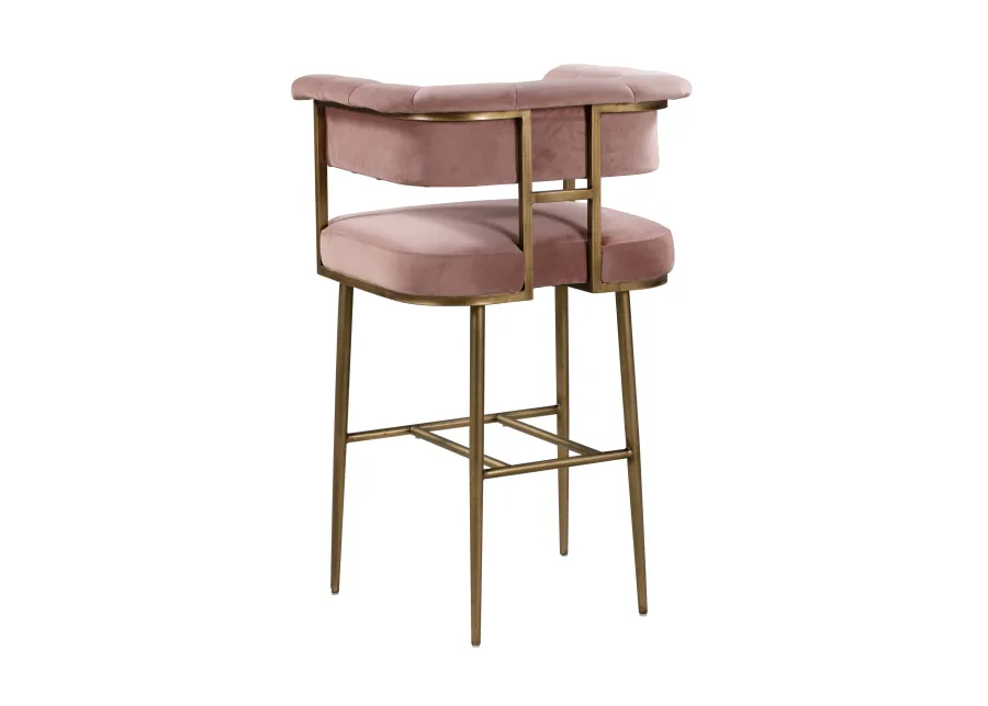 Astrid Blush Velvet Bar Stool