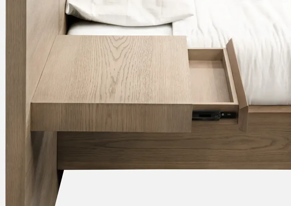 One Coastal Modern Full-size Live Edge Wall Bed with Floating Nightstands in Bisque