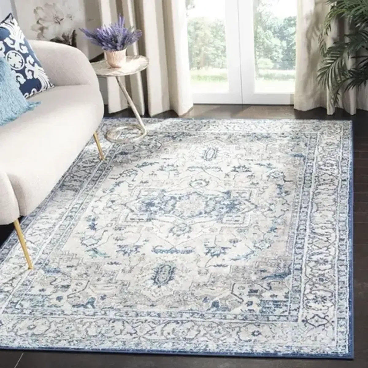 Brentwood 851 Light Grey / Blue 3' X 5' Small Rectangle Powerloomed Rug