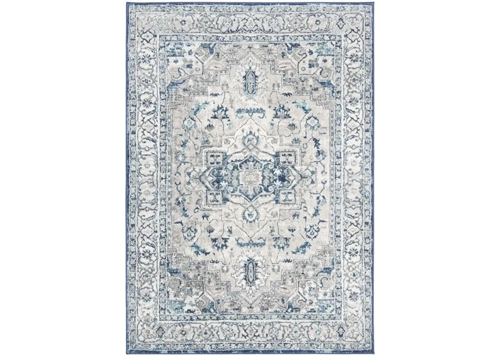 Brentwood 851 Light Grey / Blue 3' X 5' Small Rectangle Powerloomed Rug