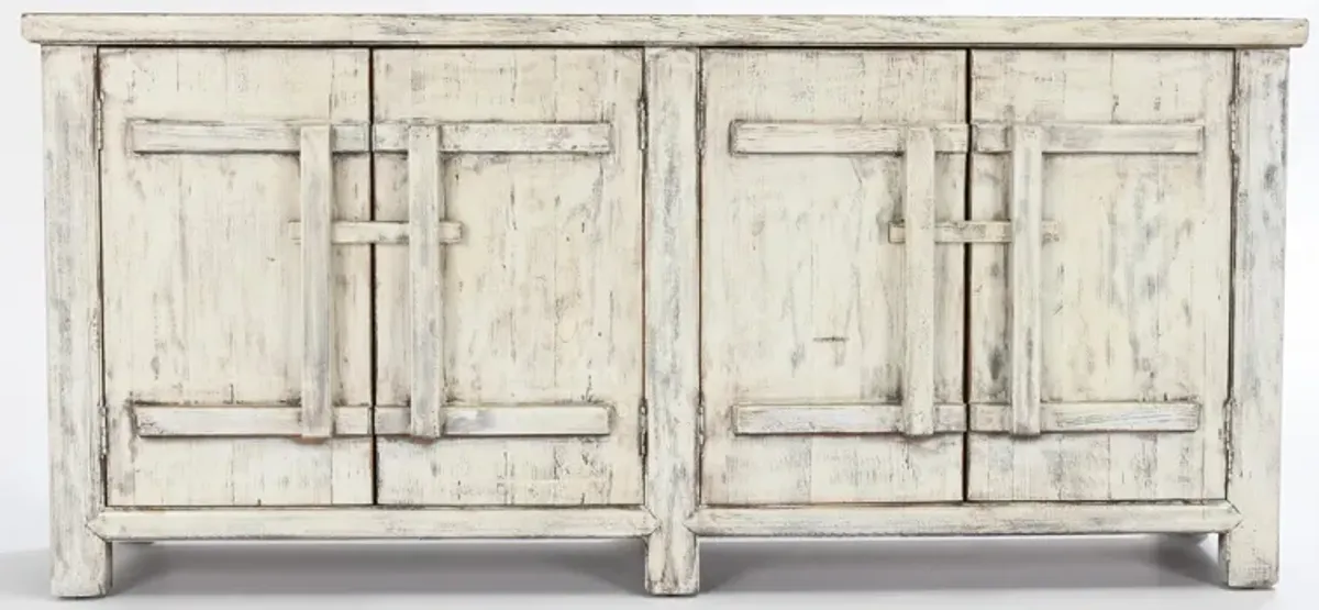 Lagos 74" Reclaimed Pine Wood Antique White Sideboard