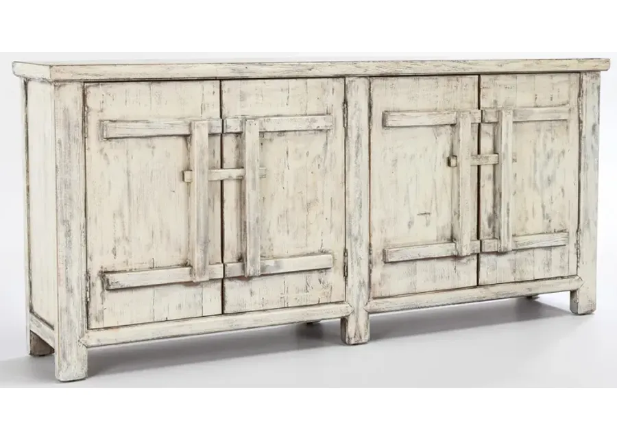 Lagos 74" Reclaimed Pine Wood Antique White Sideboard