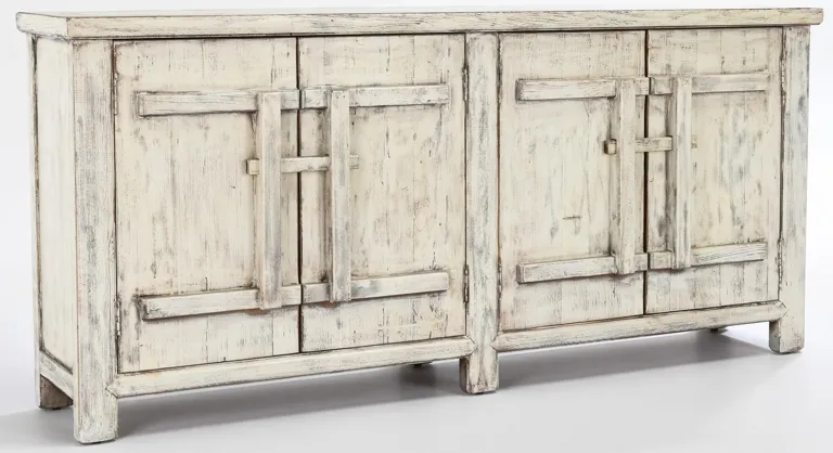 Lagos 74" Reclaimed Pine Wood Antique White Sideboard