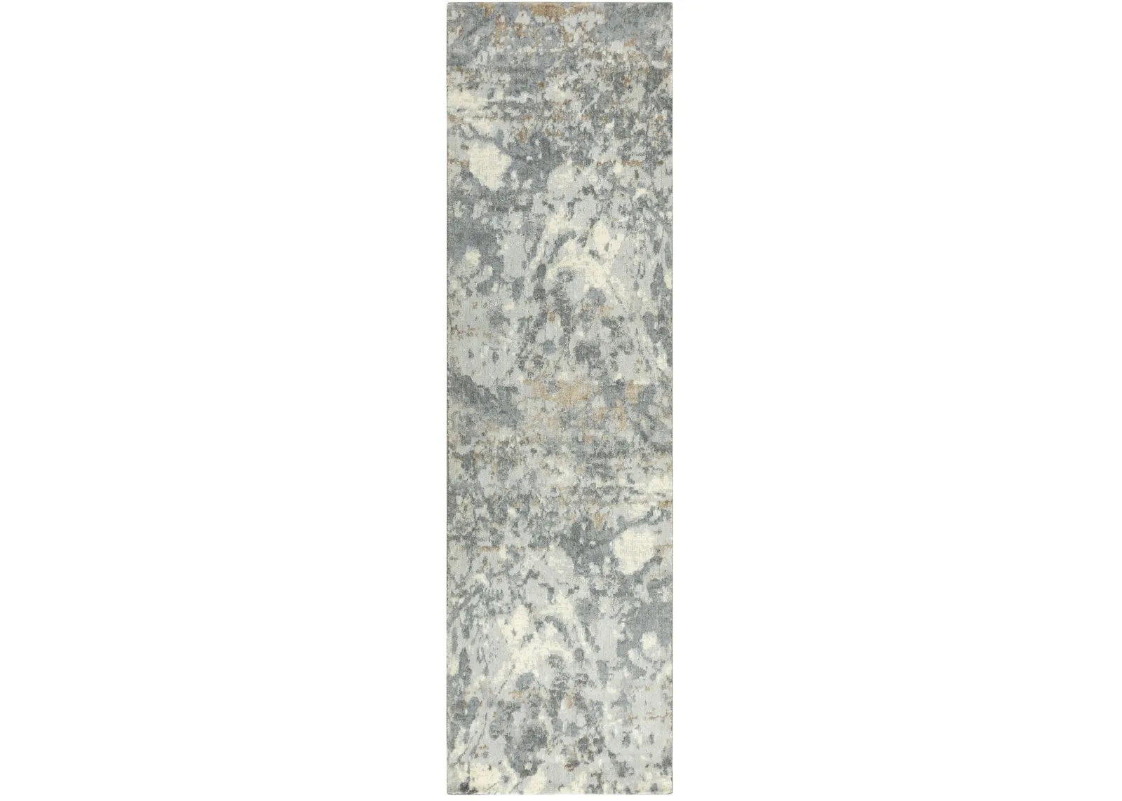 Impressions Gray Abstract NZ Wool/Tencel Blend 2'6" X 10' Runner Rug