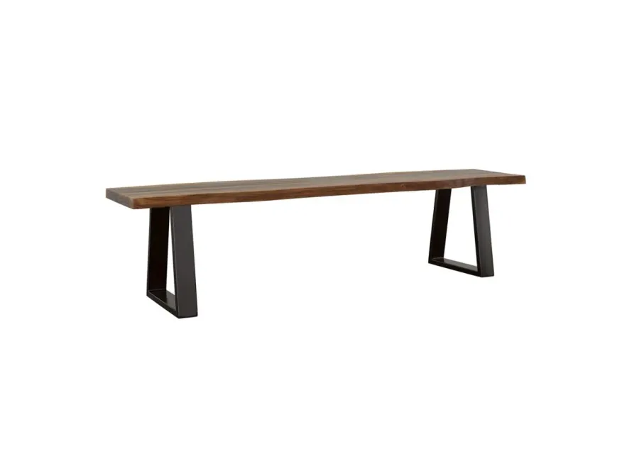 Ditman Live Edge Dining Bench Grey Sheesham and Black