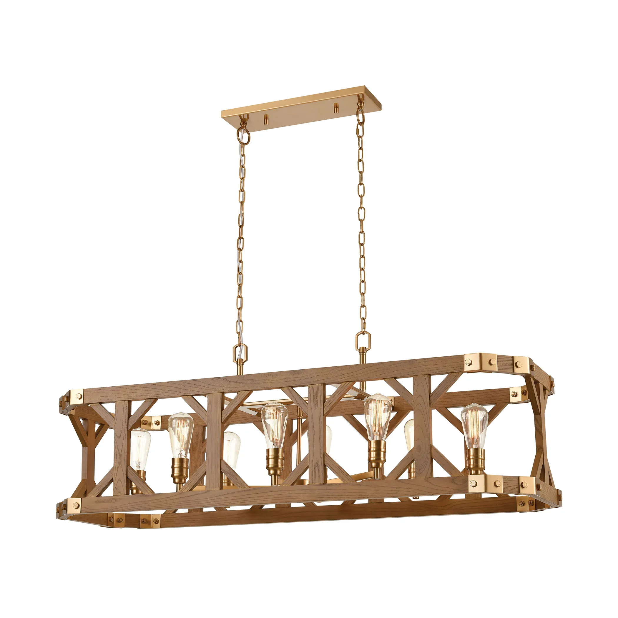 Structure 48" Wide 8-Light Linear Chandelier - Medium Oak