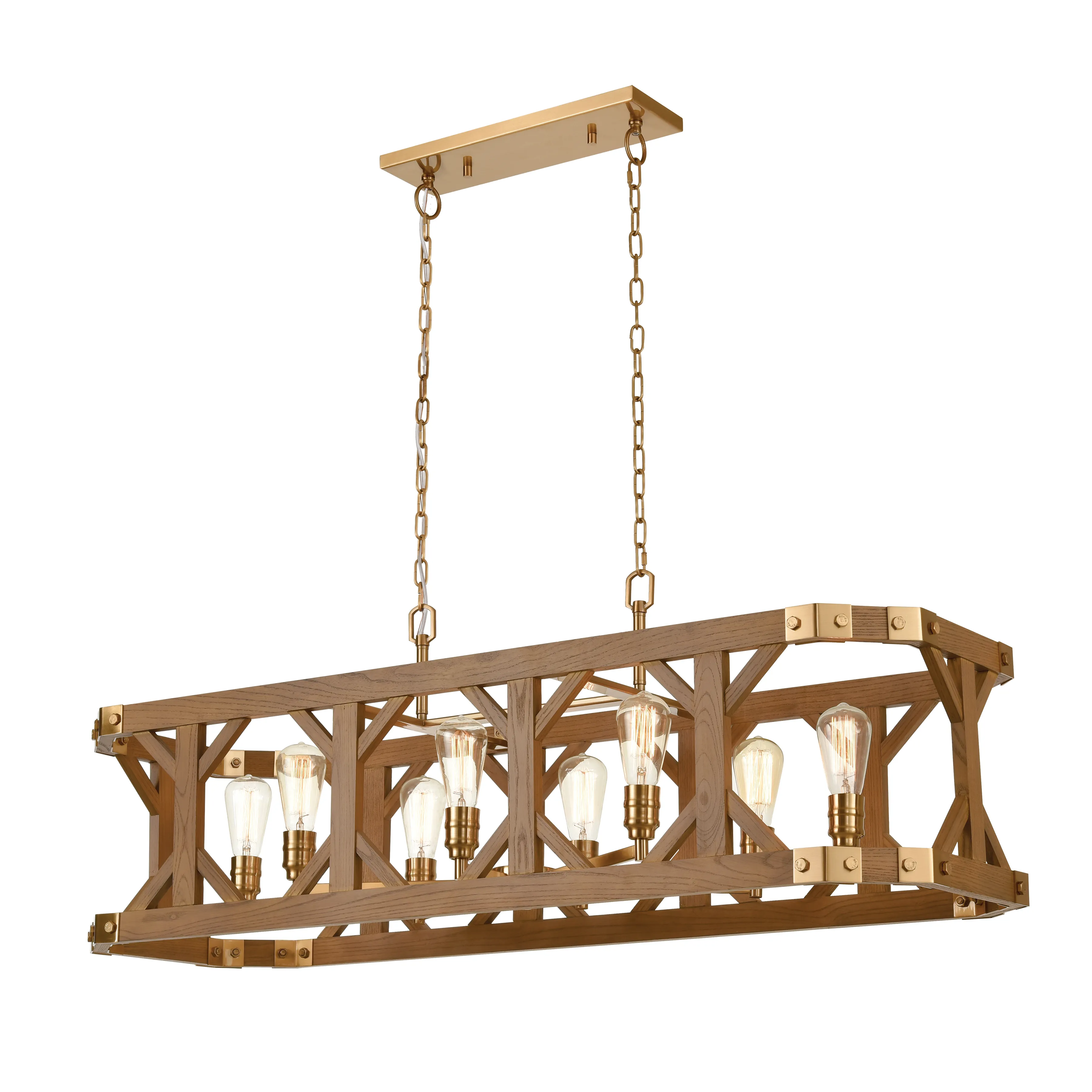 Structure 48" Wide 8-Light Linear Chandelier - Medium Oak