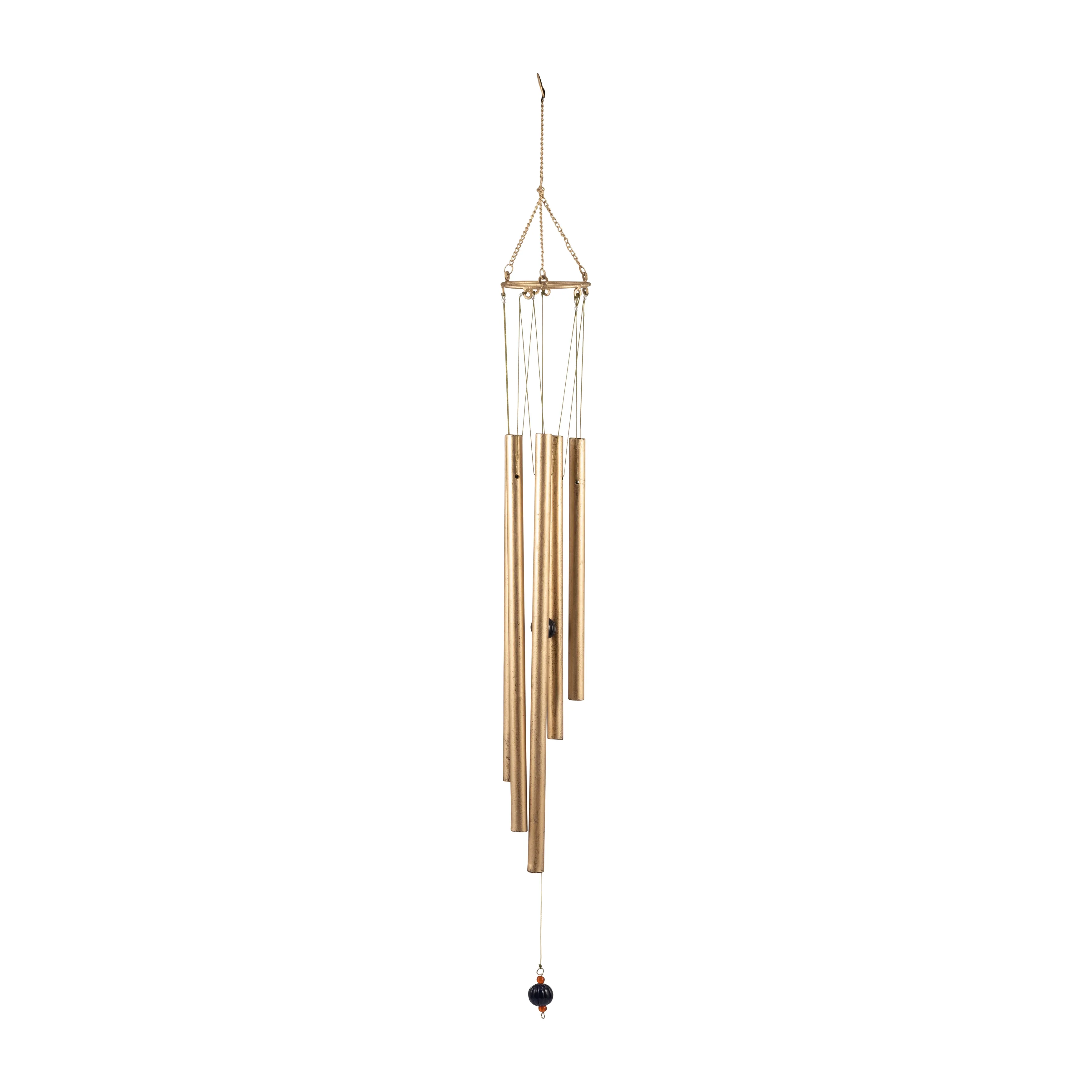 Metal, 34" 5-pipes Windchime, Antique Gold