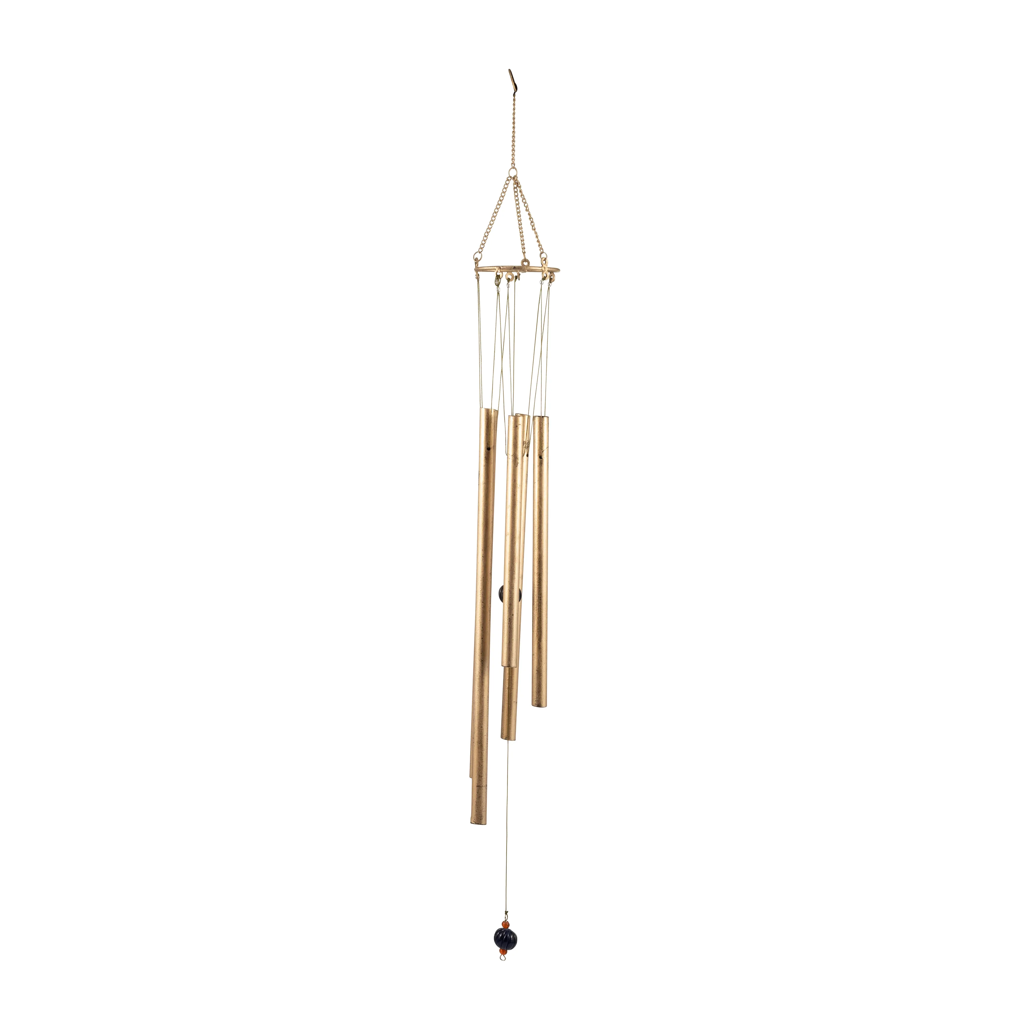 Metal, 34" 5-pipes Windchime, Antique Gold