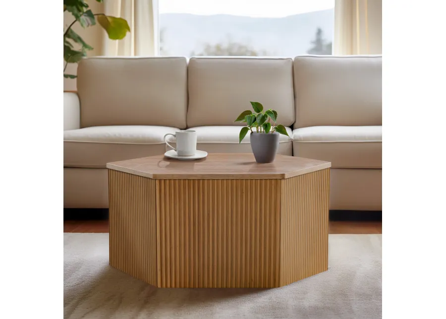 Honey Fluted Hexagon Coffee Table