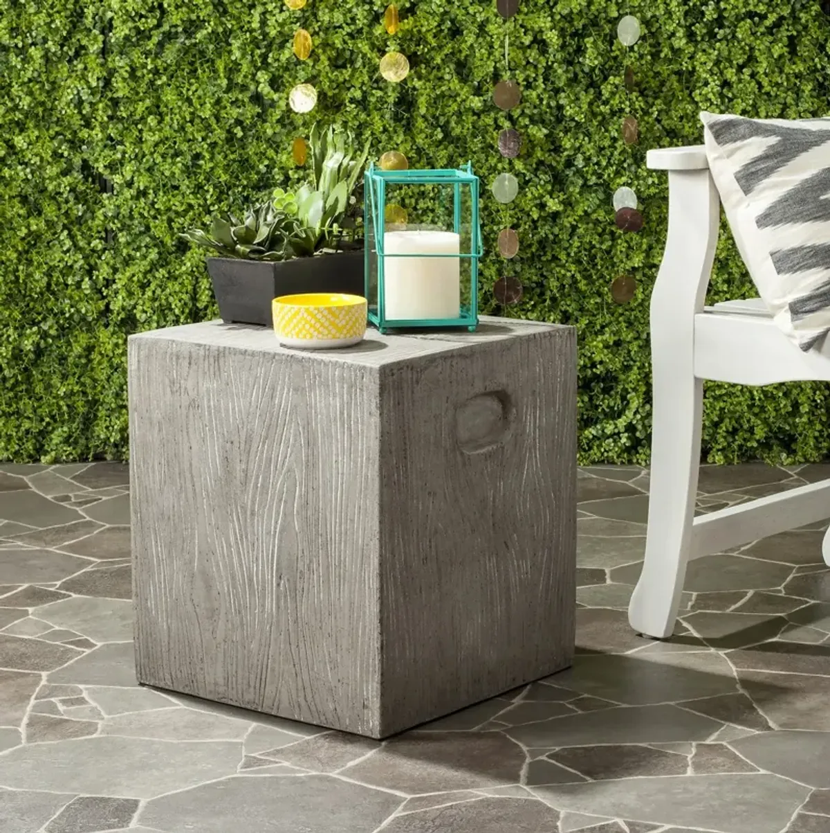 Cube Indoor/Outdoor Modern Concrete  Accent Table