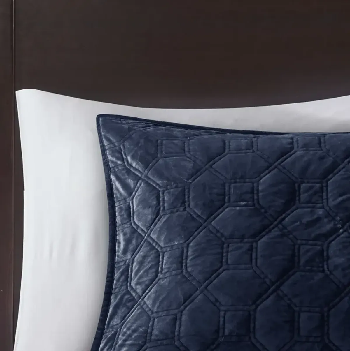 Madison Park Harper Navy 3 Piece Velvet Quilt Set