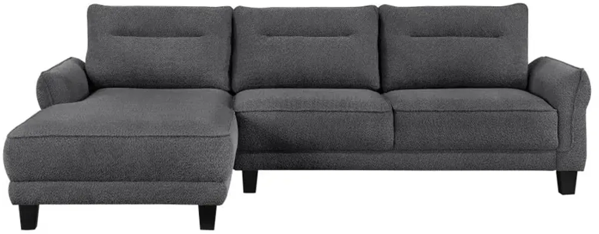 Caspian Upholstered Curved Arms Sectional Sofa Grey