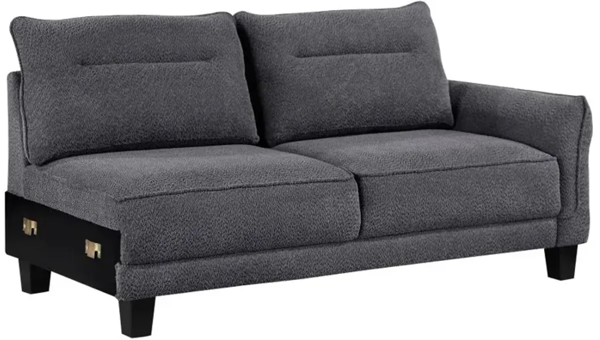 Caspian Upholstered Curved Arms Sectional Sofa Grey