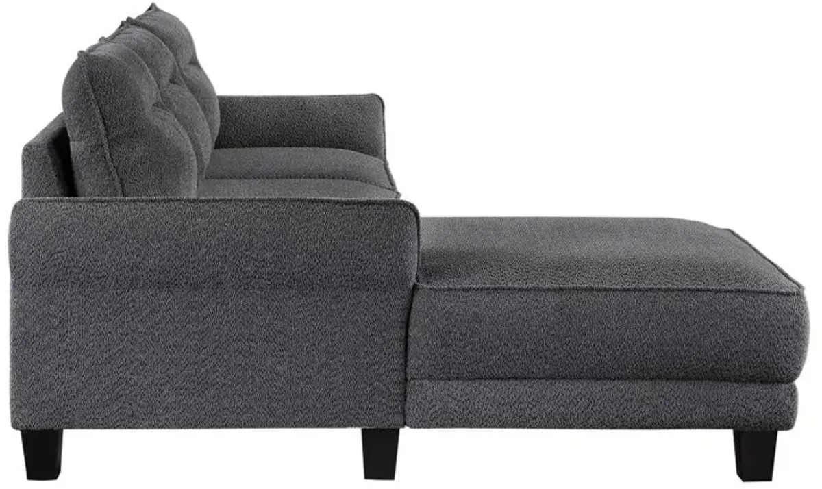 Caspian Upholstered Curved Arms Sectional Sofa Grey