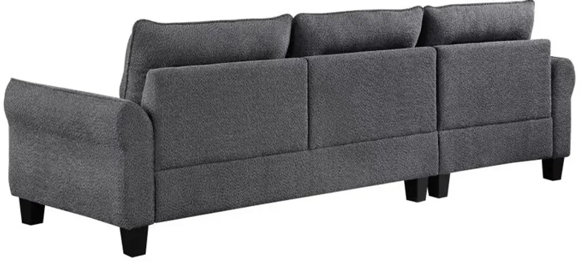 Caspian Upholstered Curved Arms Sectional Sofa Grey