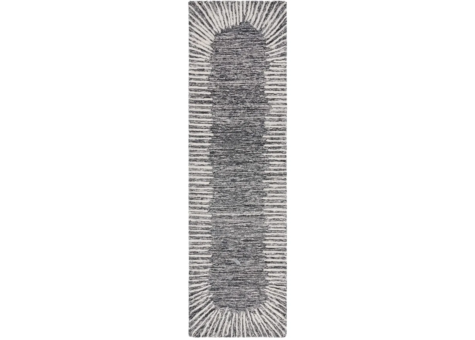 ABSTRACT 478 BLACK  2'-3' x 10' Runner Rug